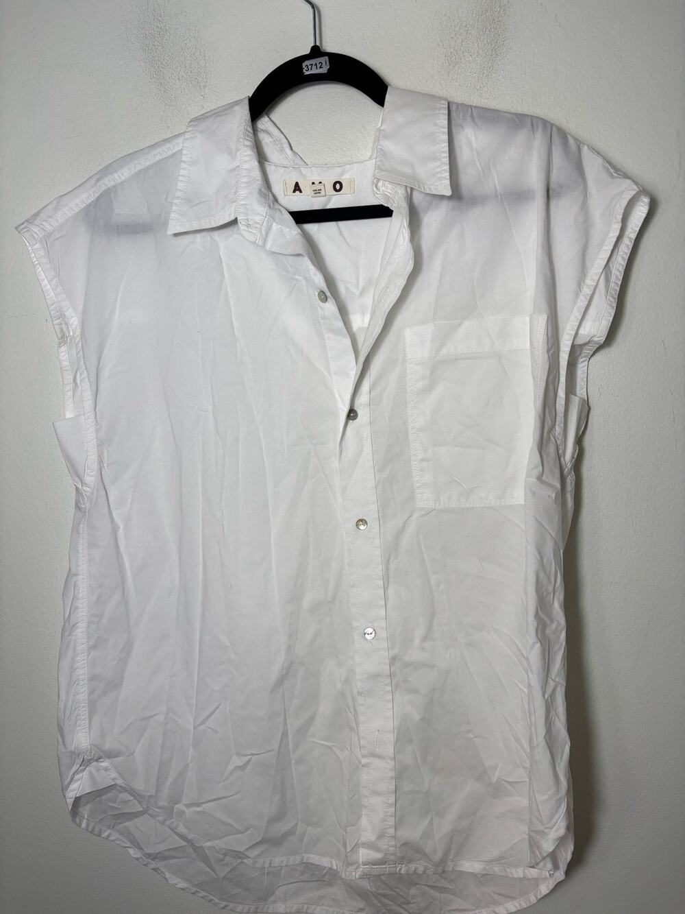 Amo White Sleeveless Cotton Button Up Top Sz M